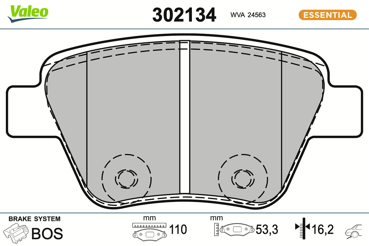Jeu de 4 plaquettes de frein VALEO ref. 302134